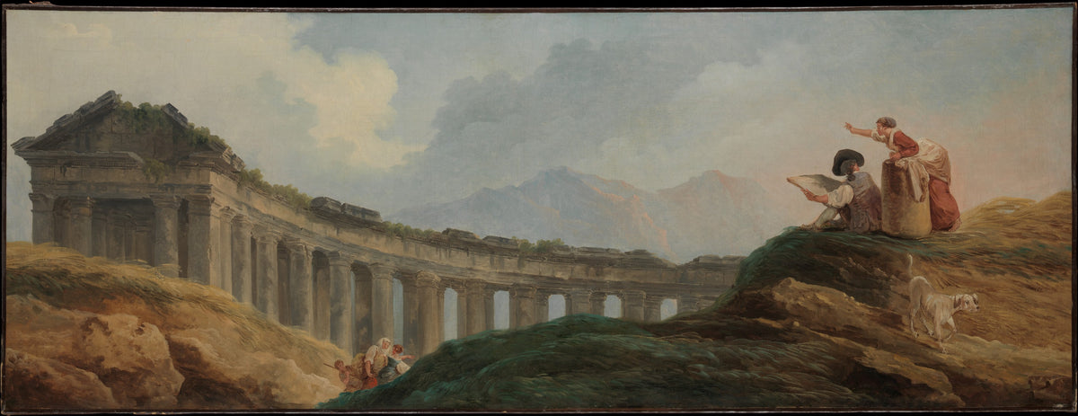 A Colonnade in Ruins by Hubert Robert - Oil Painting canvas print
