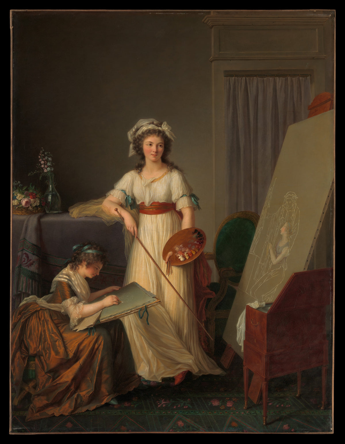 The Interior of a Woman Painter's Studio by Marie Victoire Lemoine - Oil Painting canvas print