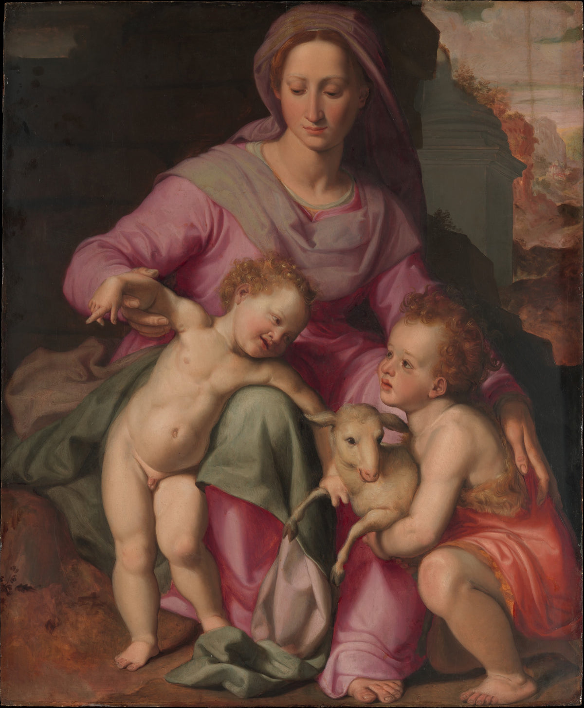Madonna and Child with the Infant Saint John the Baptist by Santi di Tito - Classic Art canvas print