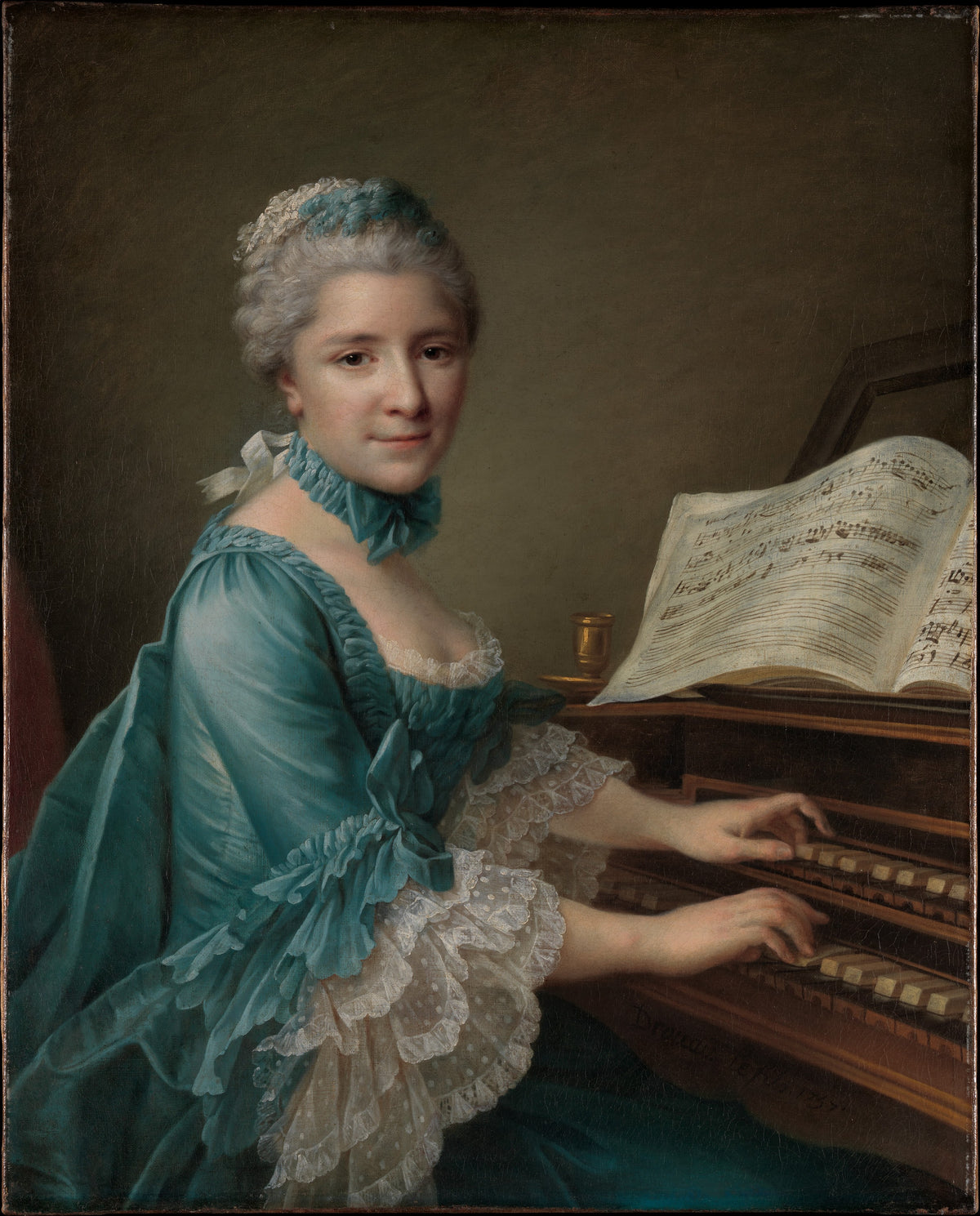 Portrait of a Woman, Said to be Madame Charles Simon Favart Marie Justine Benote Duronceray, 17271772 by François Hubert Drouais - Oil Painting canvas print