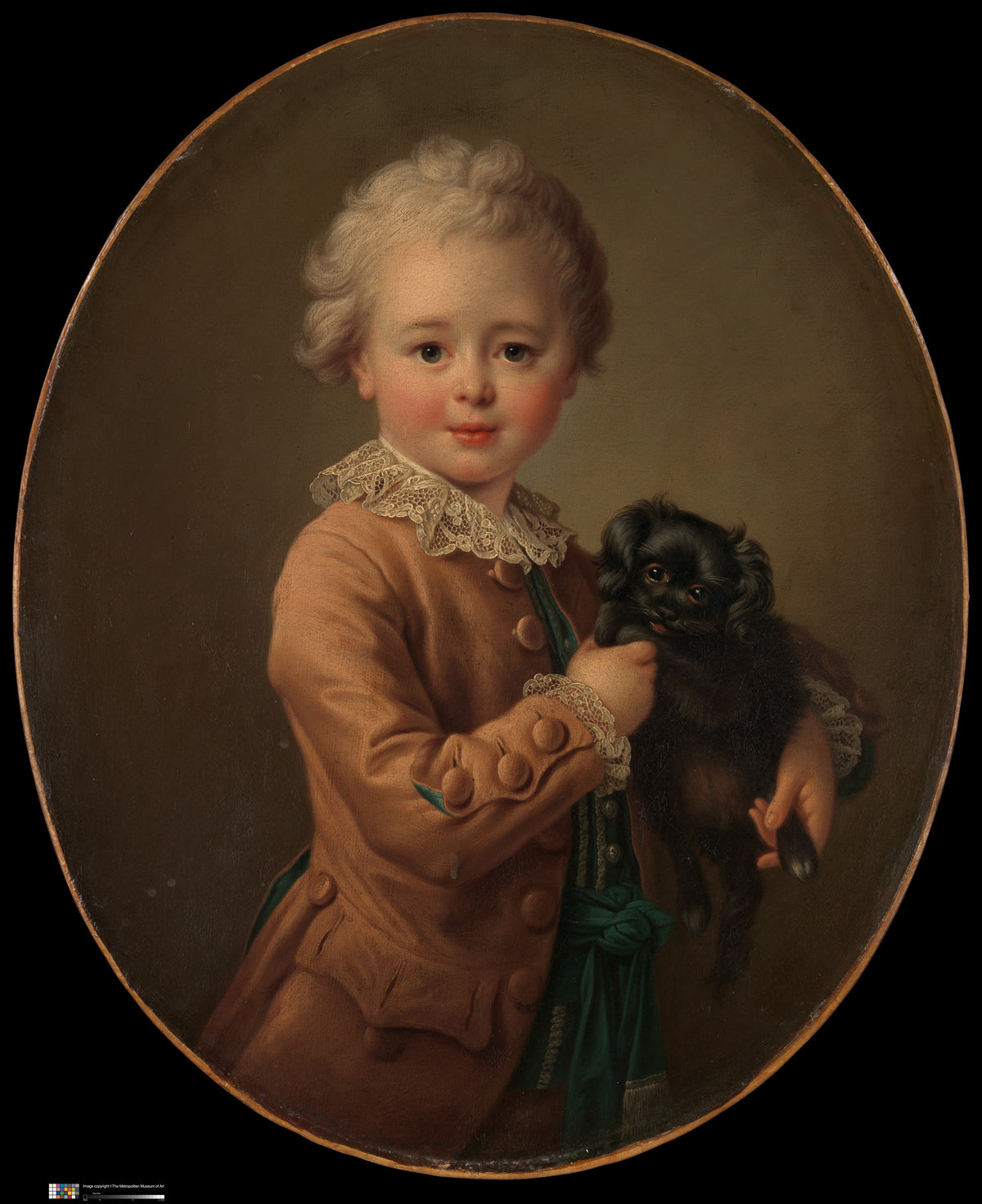 Boy with a Black Spaniel by François Hubert Drouais - Oil Painting canvas print