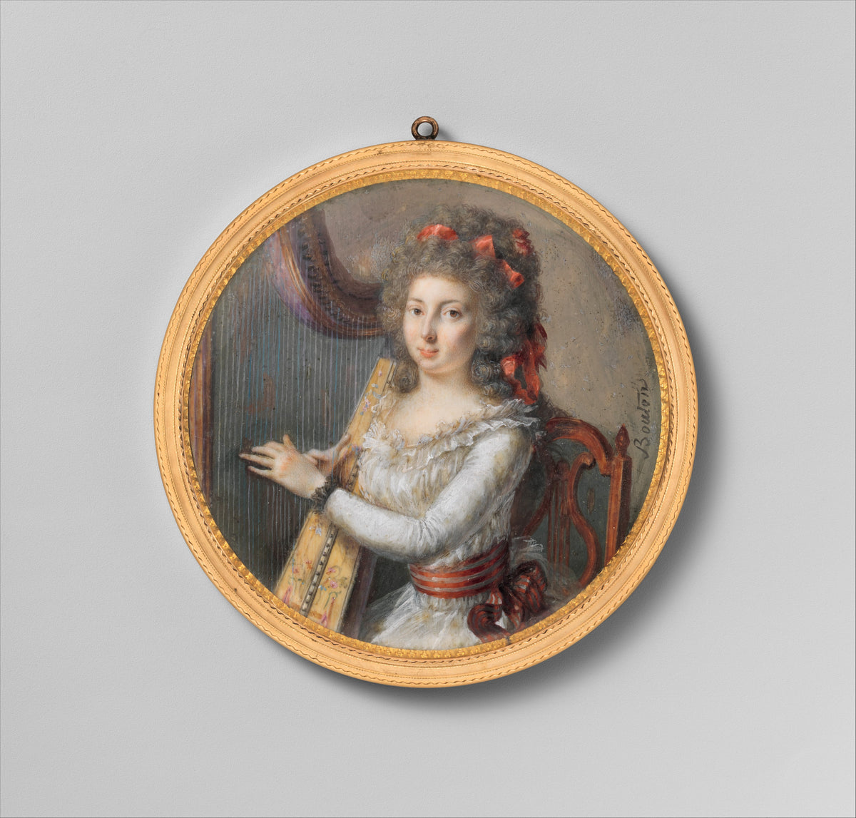 A Woman Playing a Harp by Joseph Marie Bouton - Classic Art canvas print