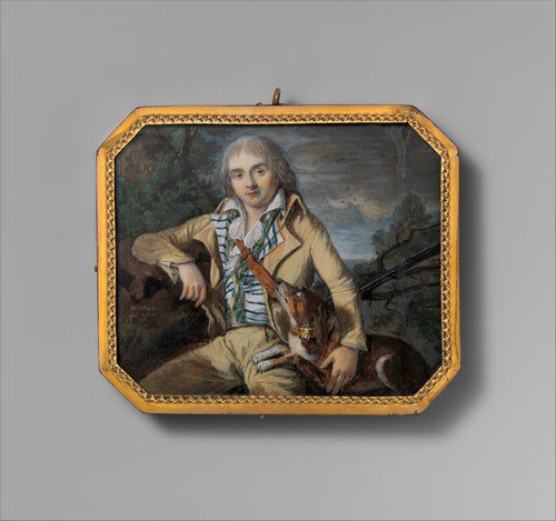 A Hunter with a Dog by Mortier - Classic Art canvas print