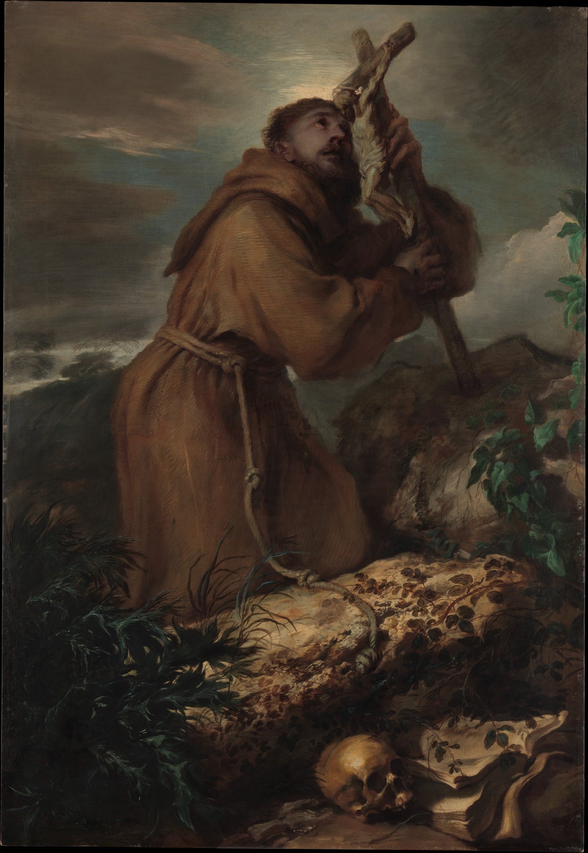 Saint Francis in Ecstasy by Giovanni Benedetto Castiglione (Il Grechetto) - Oil Painting canvas print