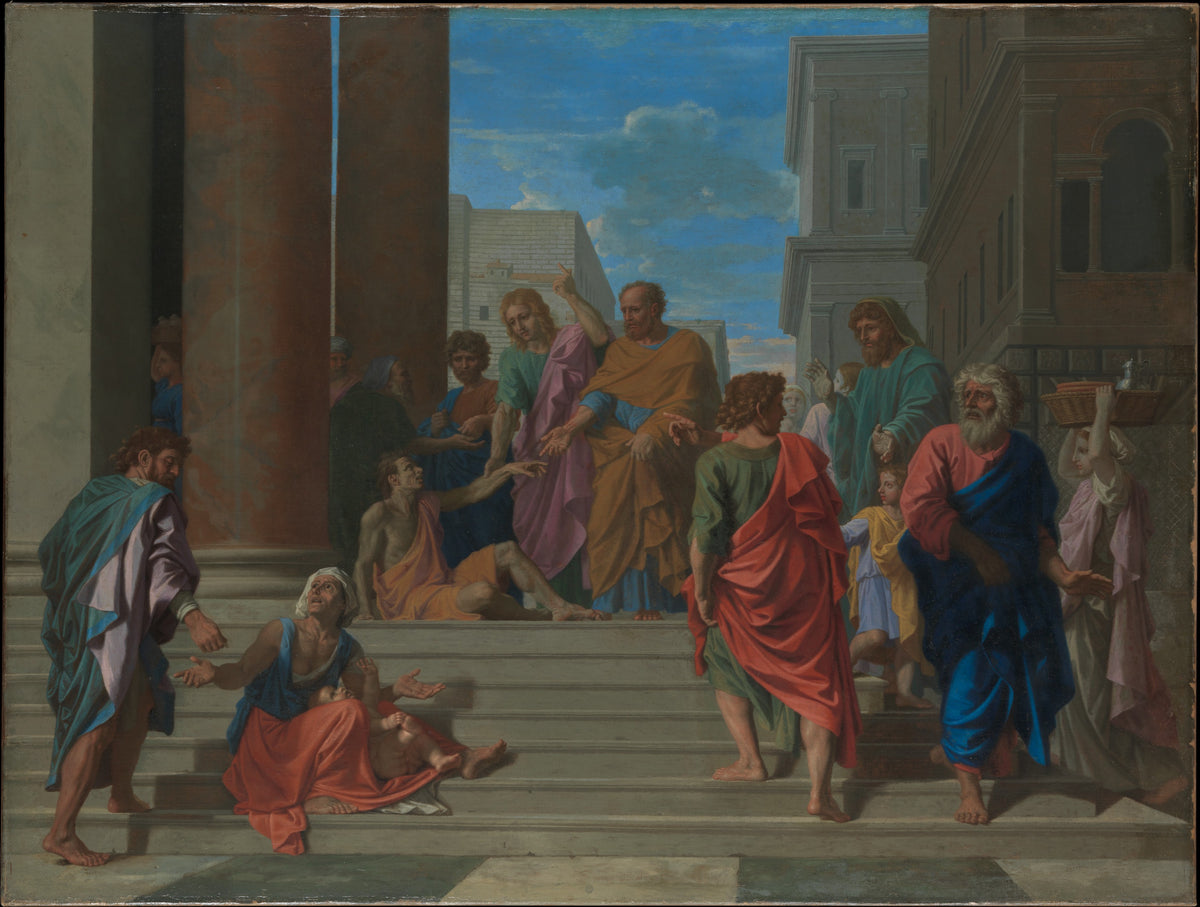 Saints Peter and John Healing the Lame Man by Nicolas Poussin - Oil Painting canvas print