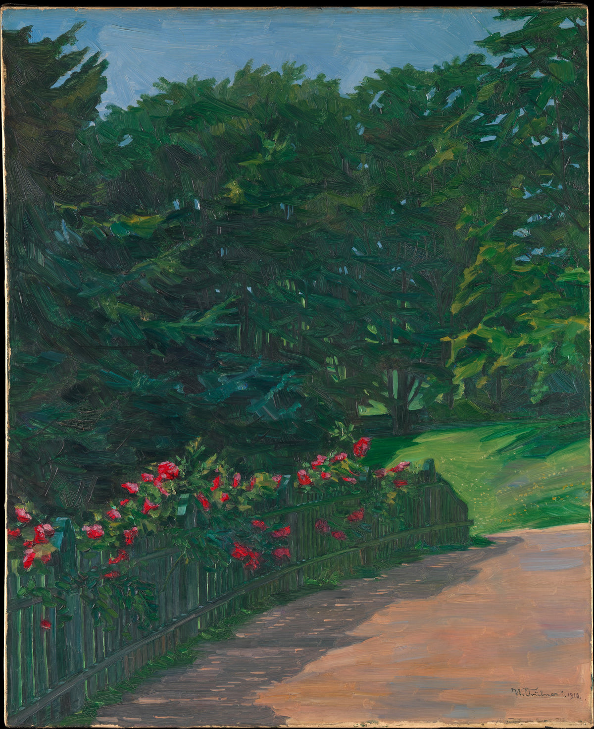 Rose Hedge by Wilhelm Trübner - Oil Painting canvas print