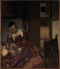 A Maid Asleep by Johannes Vermeer - Dutch Golden Age canvas print