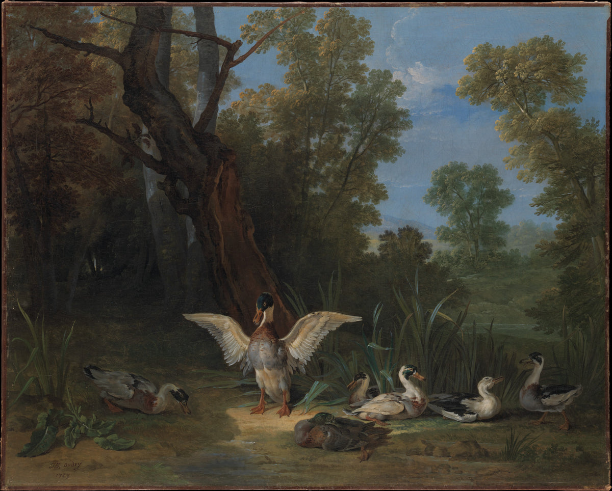 Ducks Resting in Sunshine by Jean-Baptiste Oudry - Oil Painting canvas print