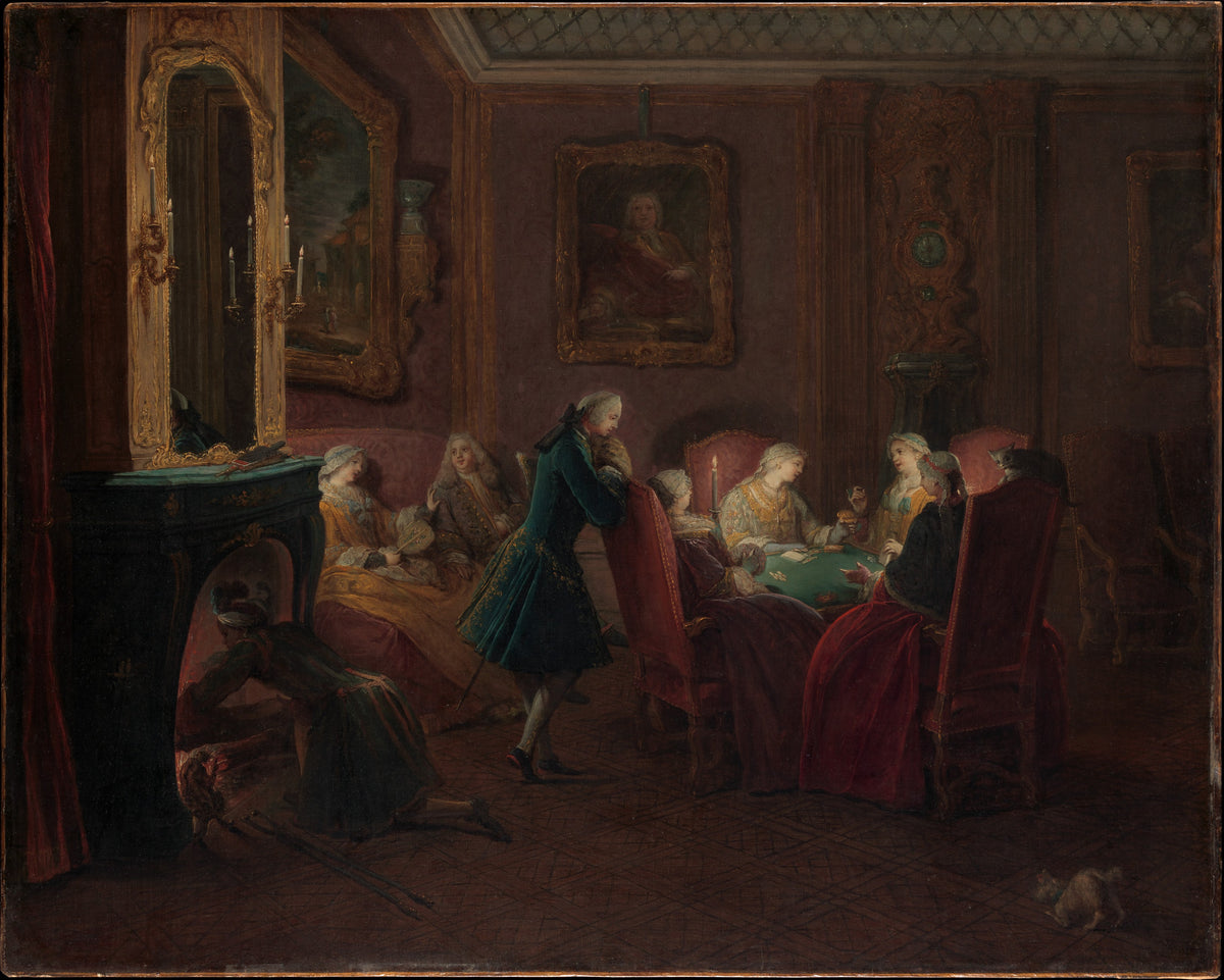Card Players in a Drawing Room by Pierre Louis Dumesnil the Younger - Oil Painting canvas print