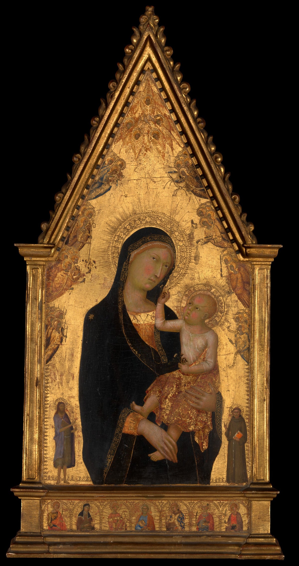 Madonna and Child with Saints and Angels by Lippo Memmi (Filippo di Memmo) - Tempera canvas print