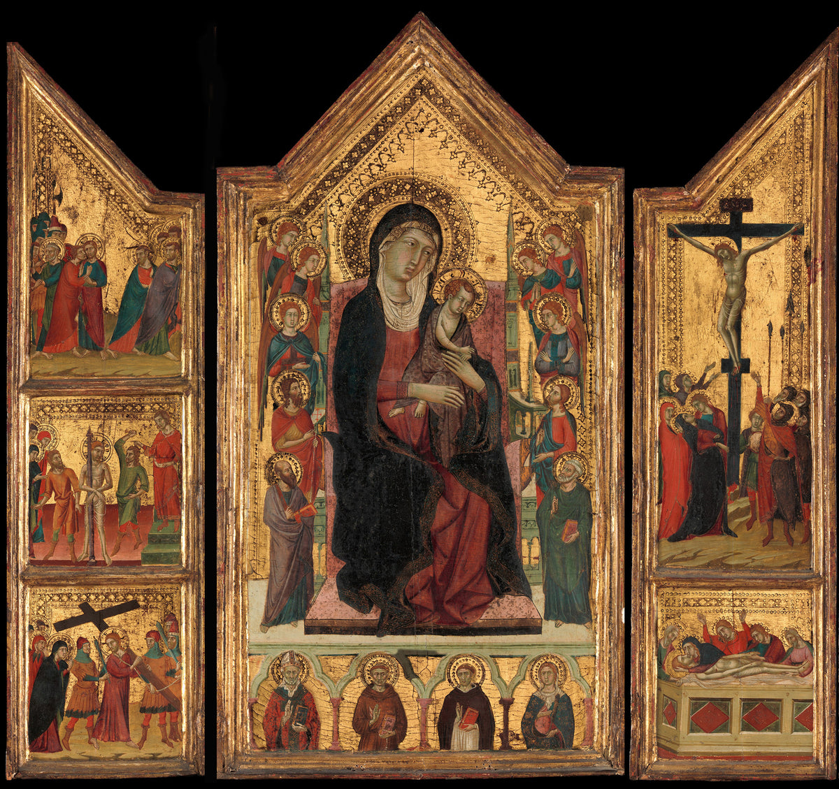 Madonna and Child Enthroned by Master of Monte Oliveto - Tempera canvas print