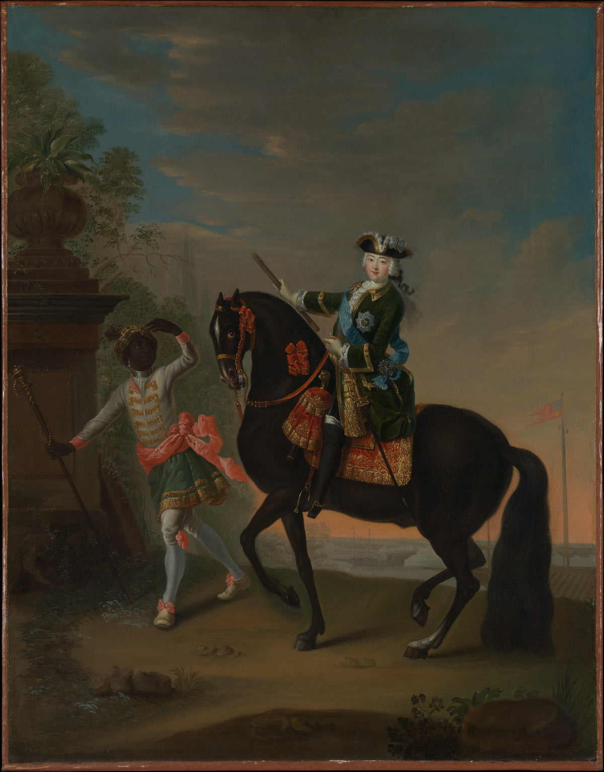 The Empress Elizabeth of Russia 17091762 on Horseback, Attended by a Page by Georg Christoph Grooth - Oil Painting canvas print