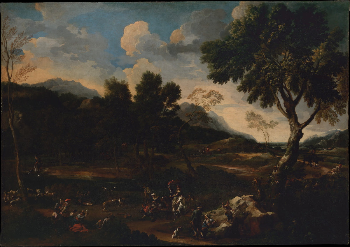 Landscape with a Battle between Two Rams by Jan Miel - Oil Painting canvas print