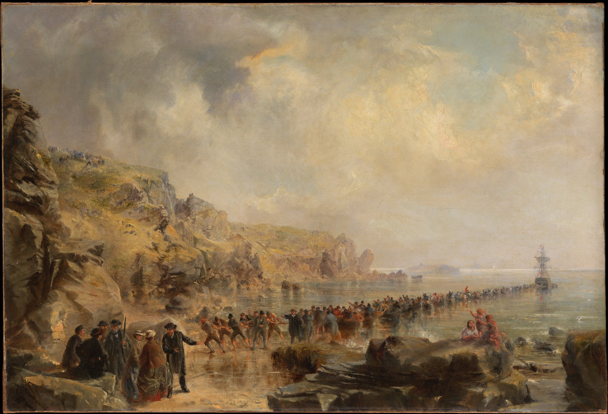 Landing the Shore End of the Atlantic Cable by Robert Charles Dudley - Oil Painting canvas print