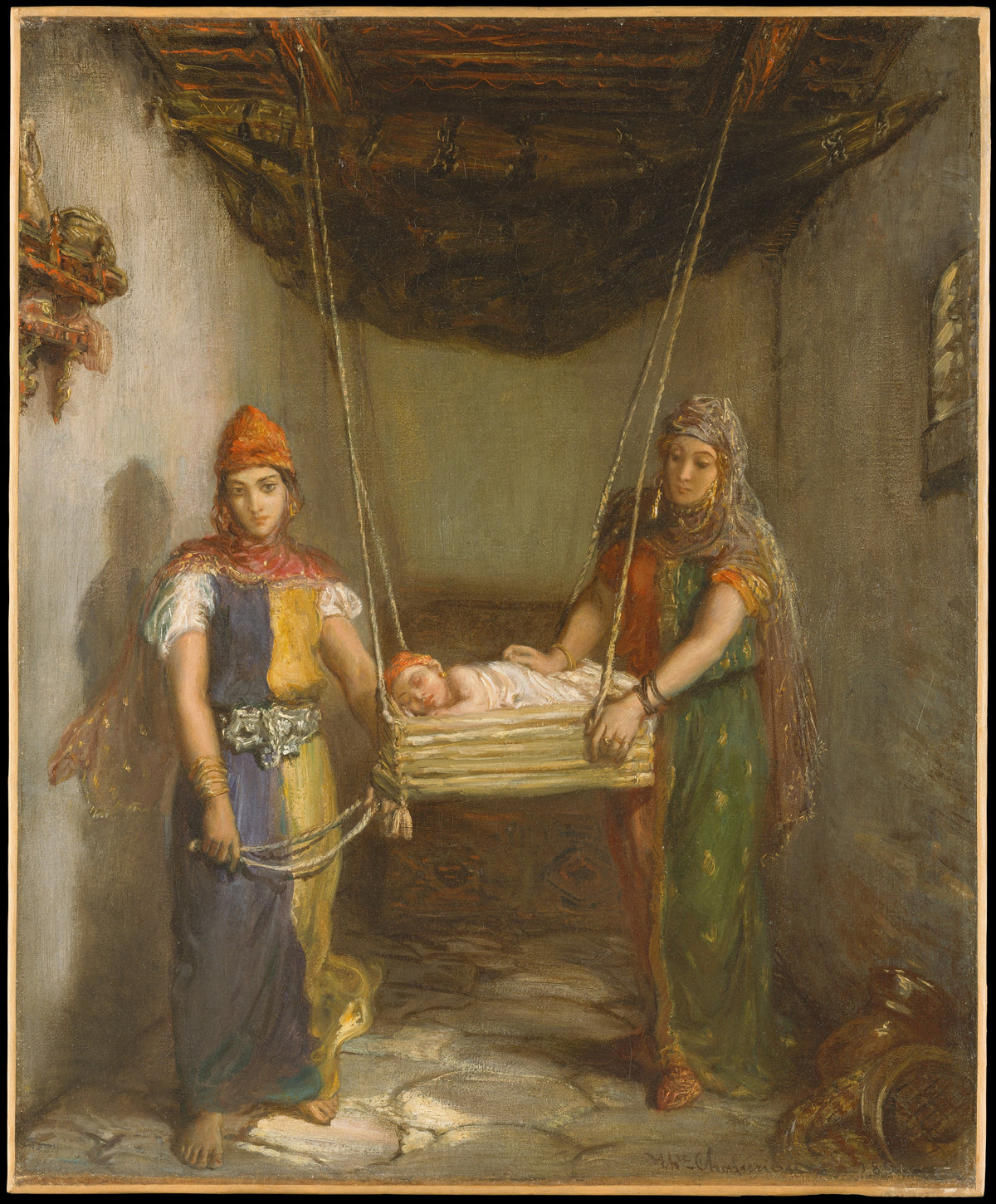 Scene in the Jewish Quarter of Constantine by Théodore Chassériau - Oil Painting canvas print