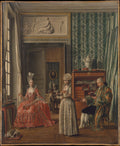 Domestic Scene by German Painter - Oil Painting canvas print