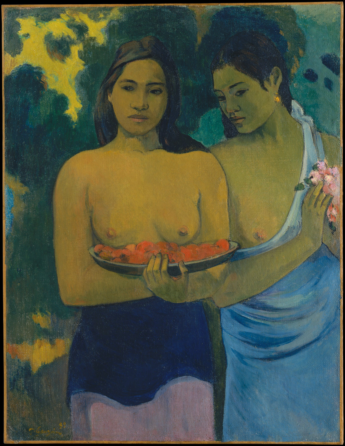 Two Tahitian Women by Paul Gauguin - Post-Impressionist canvas print