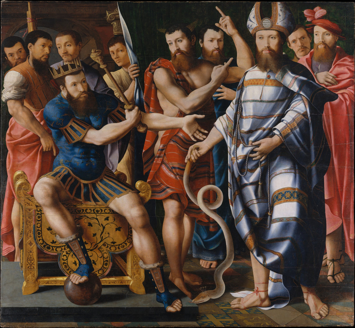 Moses and Aaron before Pharaoh An Allegory of the Dinteville Family by Master of the Dinteville Allegory - Classic Art canvas print