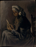 The Potato Peeler reverse Self-Portrait with a Straw Hat by Vincent van Gogh - Post-Impressionist canvas print