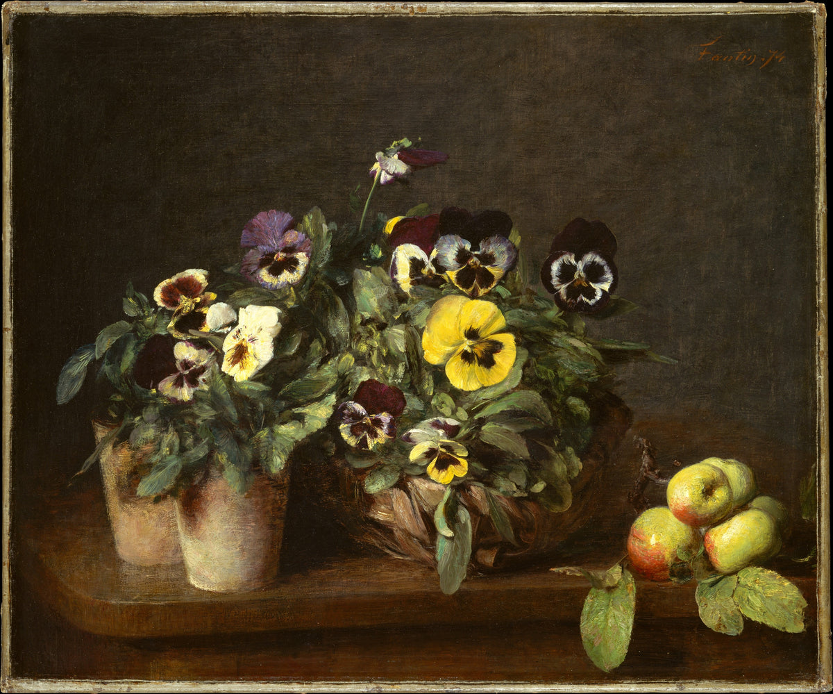 Still Life with Pansies by Henri Fantin-Latour - Realist canvas print
