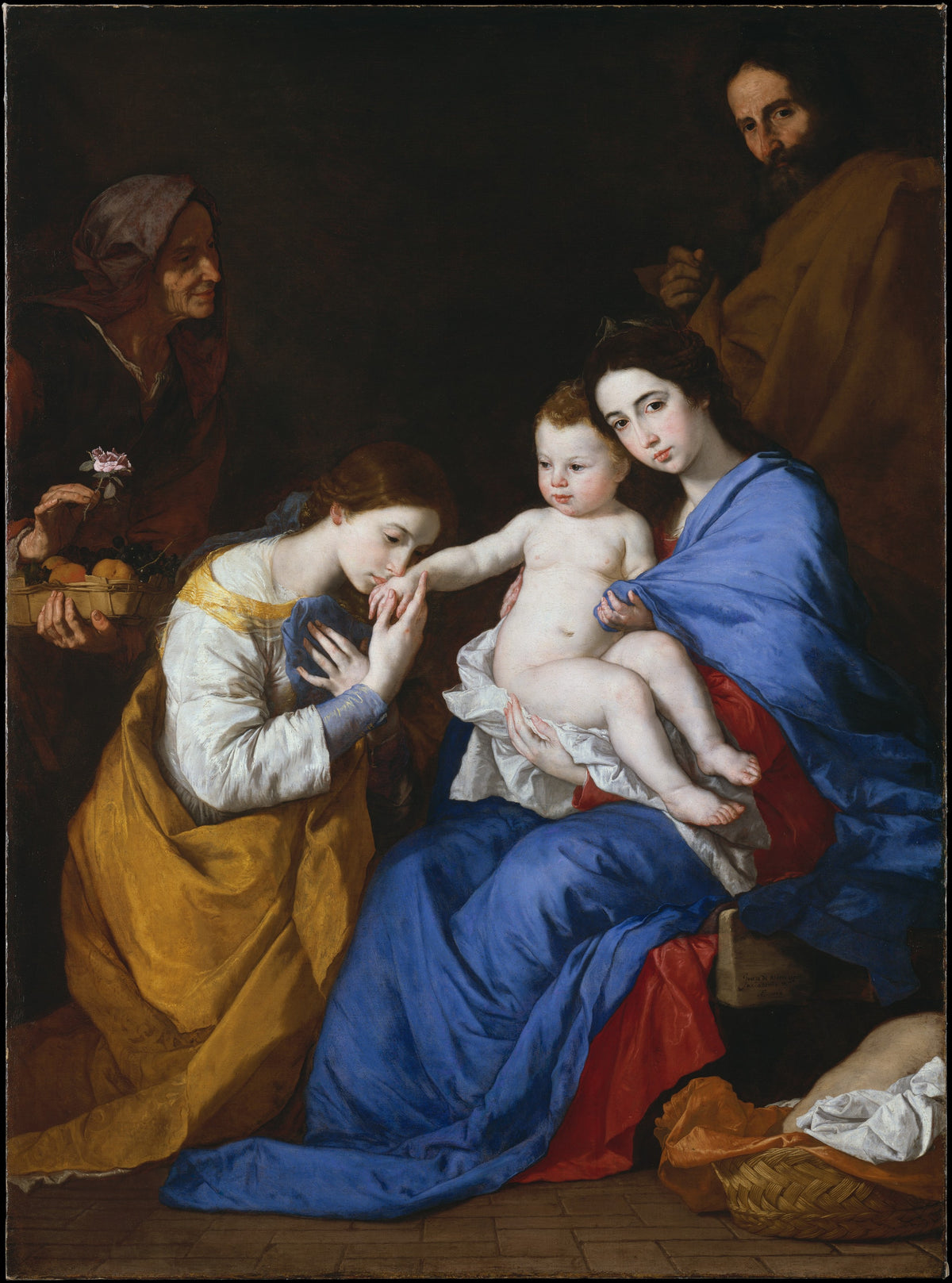 The Holy Family with Saints Anne and Catherine of Alexandria by Jusepe de Ribera (called Lo Spagnoletto) - Oil Painting canvas print