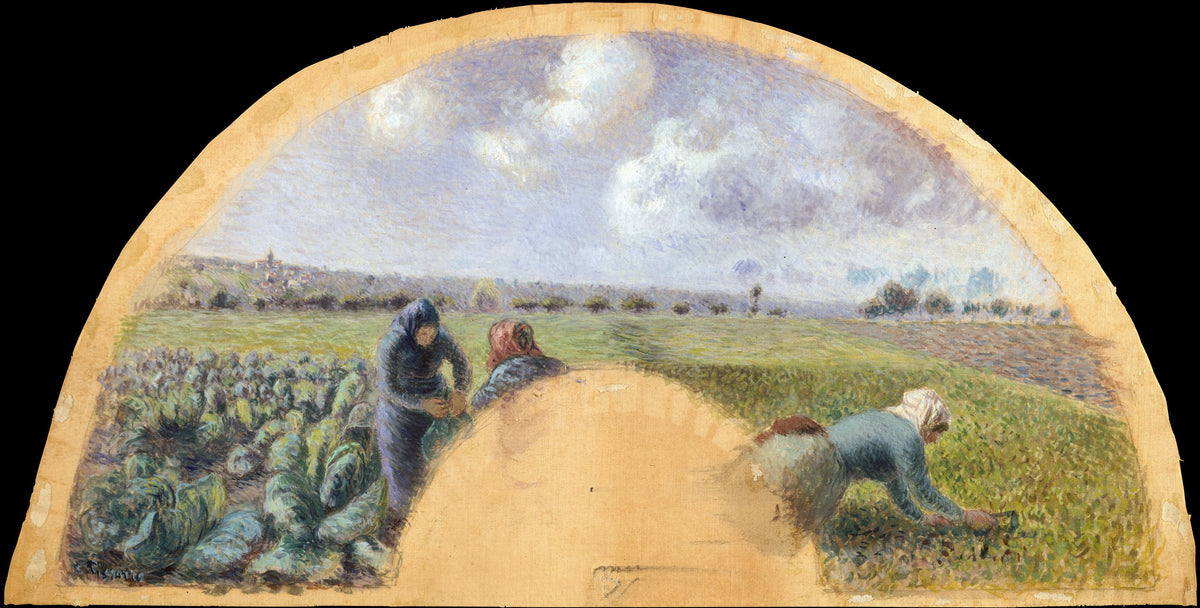 Fan Mount The Cabbage Gatherers by Camille Pissarro - Impressionist canvas print