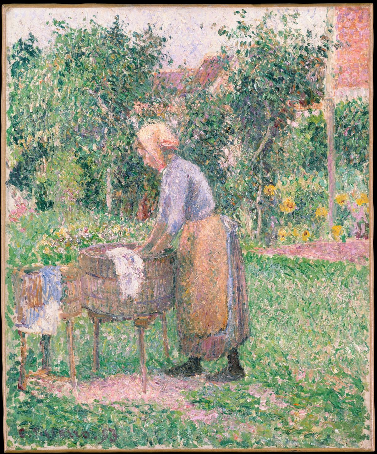 A Washerwoman at Eragny by Camille Pissarro - Impressionist canvas print