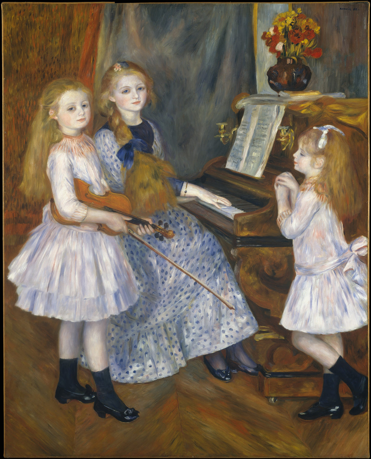 The Daughters of Catulle Mends, Huguette 18711964, Claudine 18761937, and Helyonne 18791955 by Auguste Renoir - Impressionist canvas print