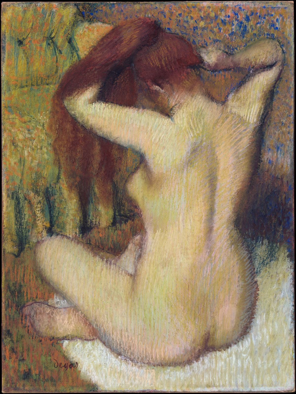 Woman Combing Her Hair by Edgar Degas - Impressionist canvas print