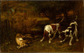Hunting Dogs with Dead Hare by Gustave Courbet - Realist canvas print