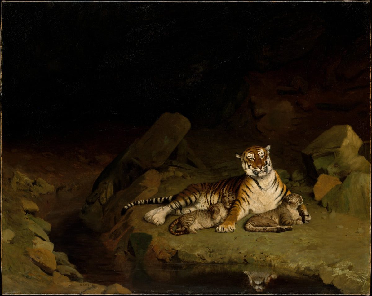 Tiger and Cubs by Jean-Léon Gérôme - Oil Painting canvas print