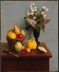 Still Life with Flowers and Fruit by Henri Fantin-Latour - Realist canvas print