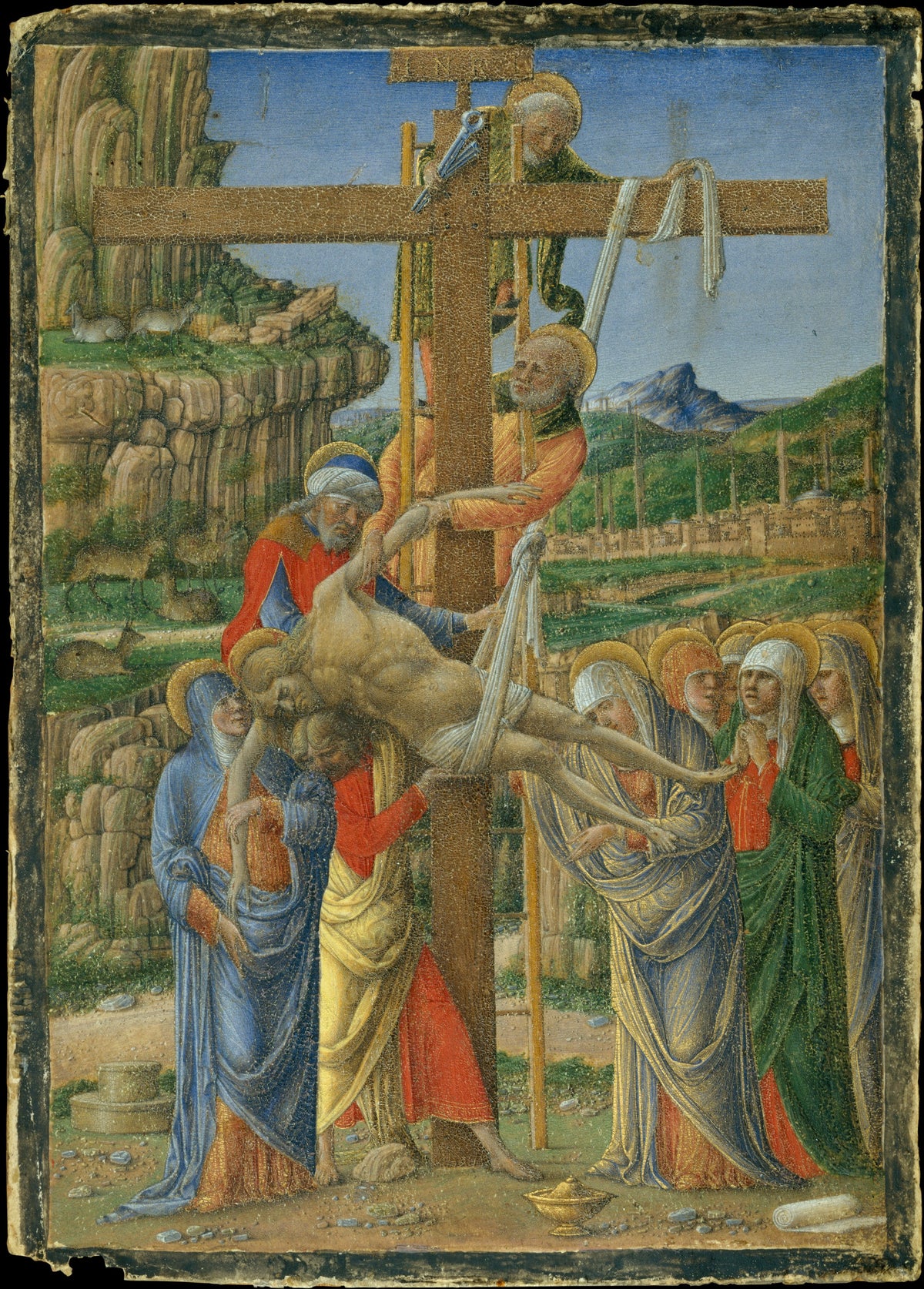 Descent from the Cross by Girolamo da Cremona - Tempera canvas print
