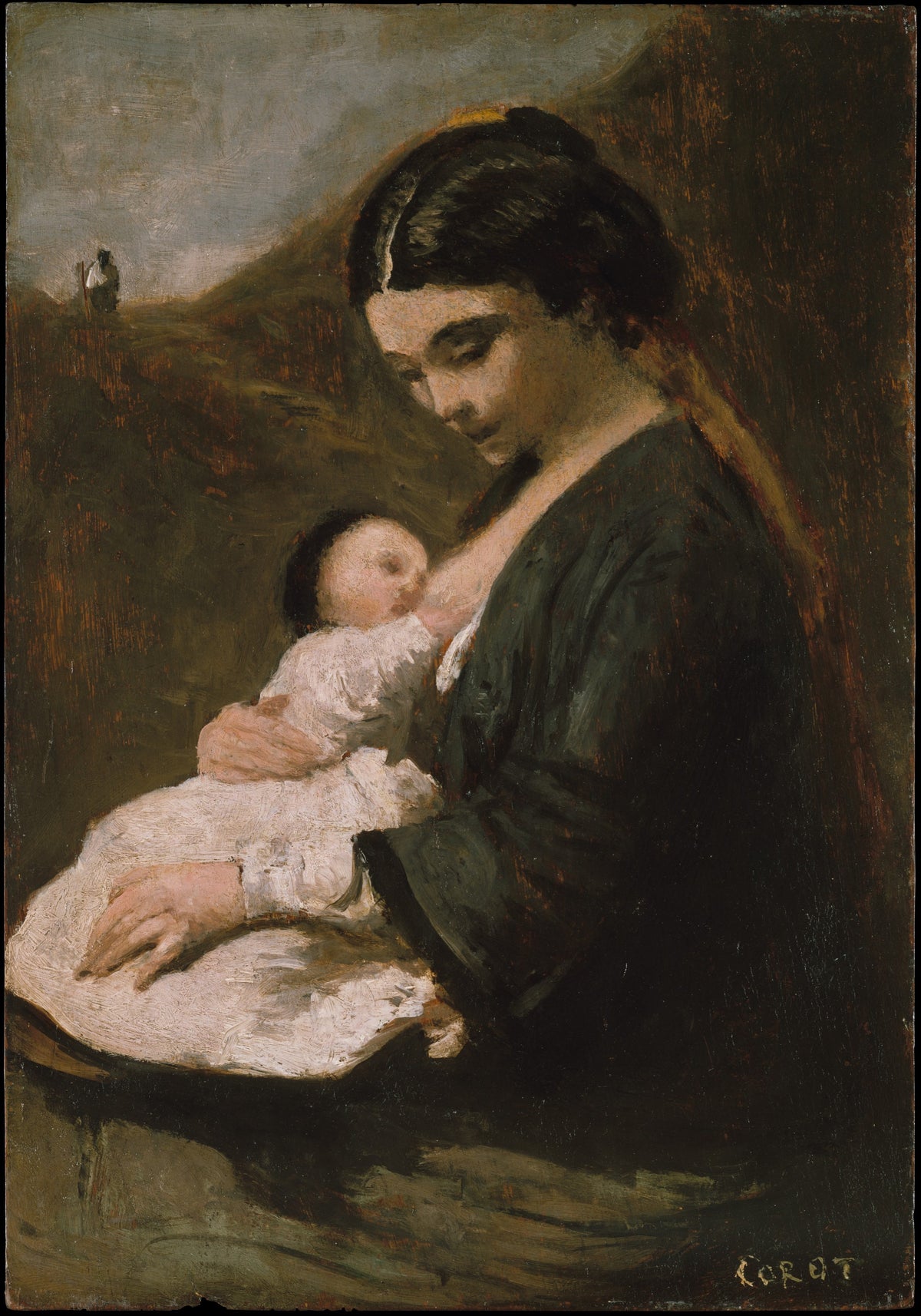 Mother and Child by Camille Corot - Realist canvas print