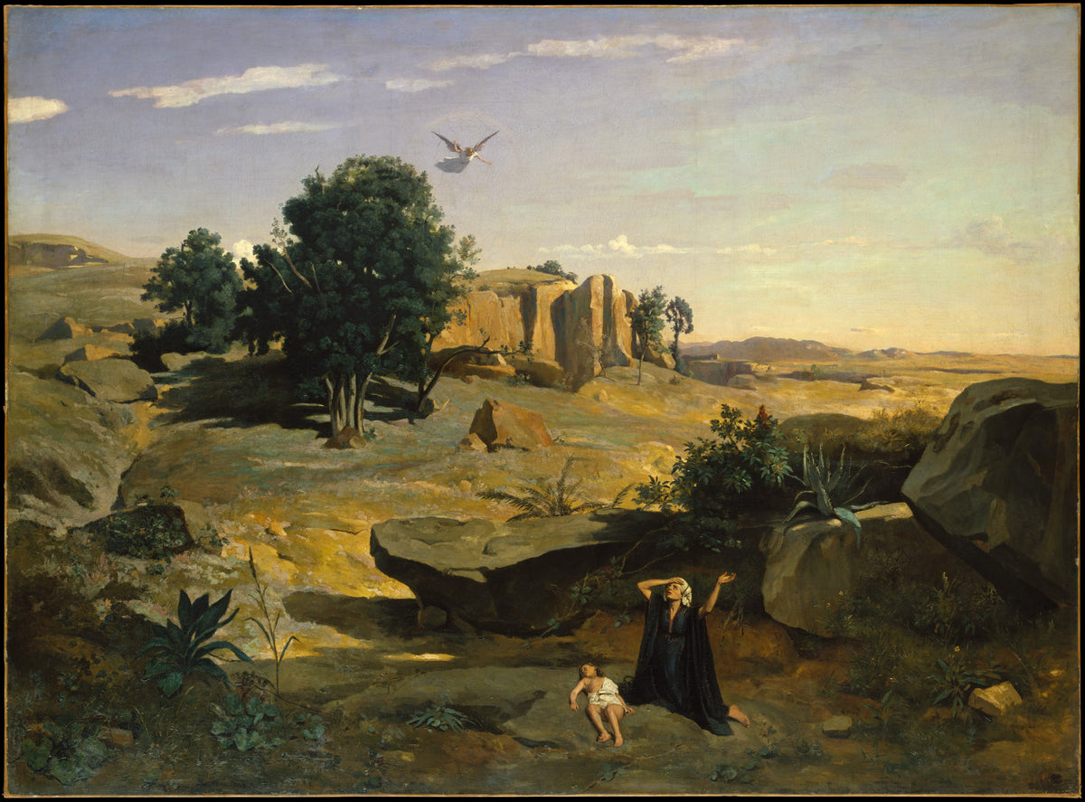 Hagar in the Wilderness by Camille Corot - Realist canvas print