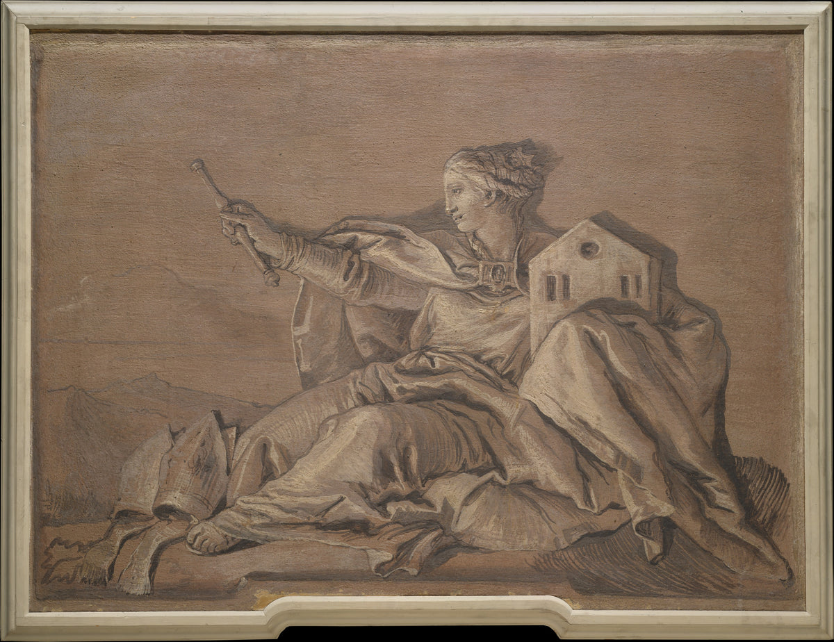 Allegorical Figure Representing Europe by Giovanni Domenico Tiepolo - Classic Art canvas print