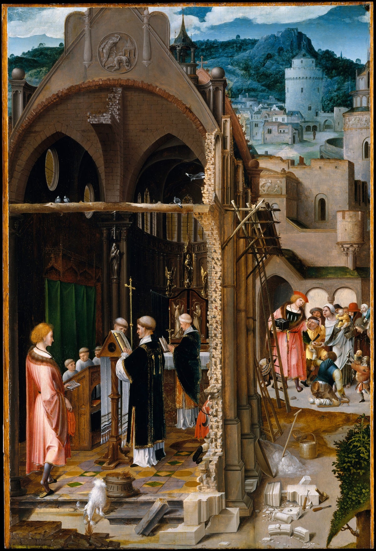 A Sermon on Charity possibly the Conversion of Saint Anthony by Netherlandish (Antwerp Mannerist) Painter - Classic Art canvas print