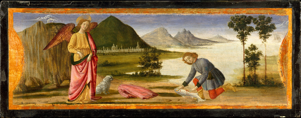 Tobias and the Angel by Davide Ghirlandaio (David Bigordi) - Tempera canvas print