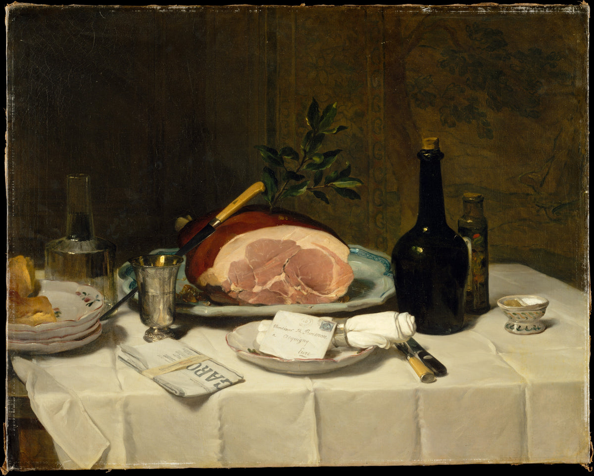 Still Life with Ham by Philippe Rousseau - Naive Art canvas print