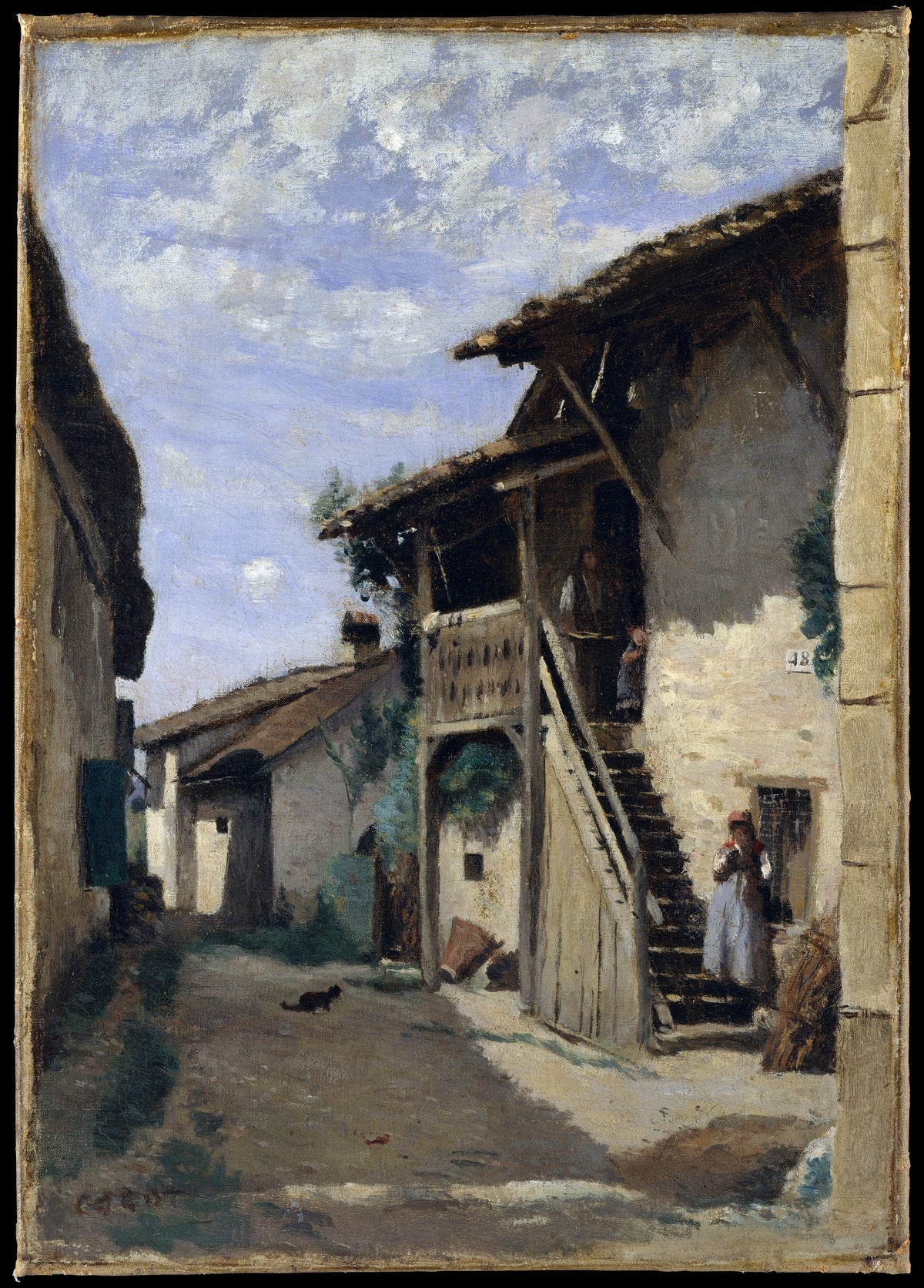 A Village Street Dardagny by Camille Corot - Realist canvas print