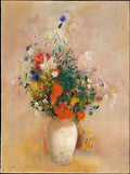 Vase of Flowers Pink Background by Odilon Redon - Symbolist canvas print