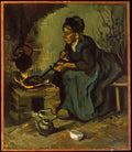 Peasant Woman Cooking by a Fireplace by Vincent van Gogh - Post-Impressionist canvas print