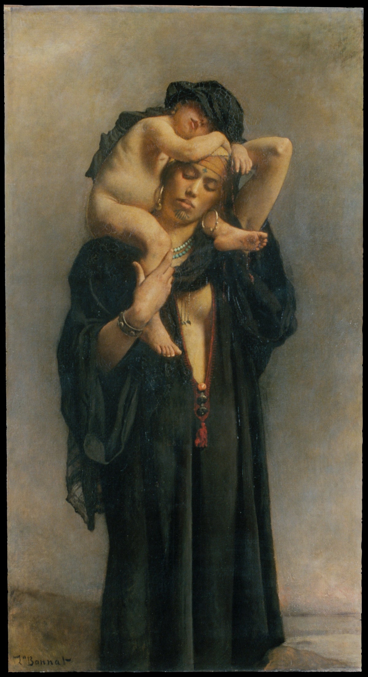 An Egyptian Peasant Woman and Her Child by Léon Bonnat - Oil Painting canvas print