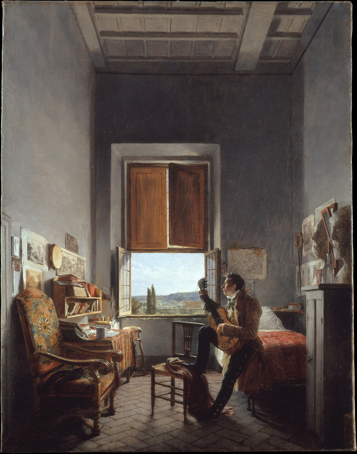 Lon Pallire 17871820 in His Room at the Villa Medici, Rome by Jean Alaux - Oil Painting canvas print