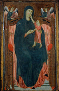 Madonna and Child Enthroned with Angels by Master of Varlungo - Tempera canvas print