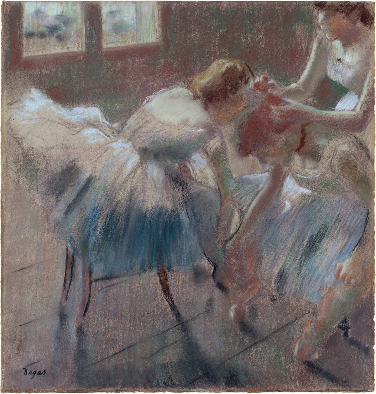 Three Dancers Preparing for Class by Edgar Degas - Impressionist canvas print