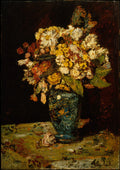 Flowers in a Blue Vase by Adolphe Monticelli - Classic Art canvas print