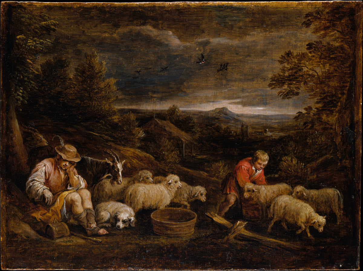 Shepherds and Sheep by David Teniers the Younger - Classic Art canvas print