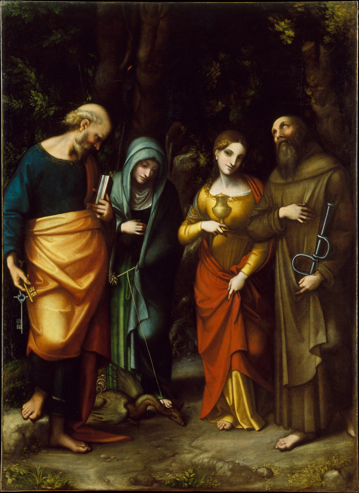 Saints Peter, Martha, Mary Magdalen, and Leonard by Correggio (Antonio Allegri) - Oil Painting canvas print