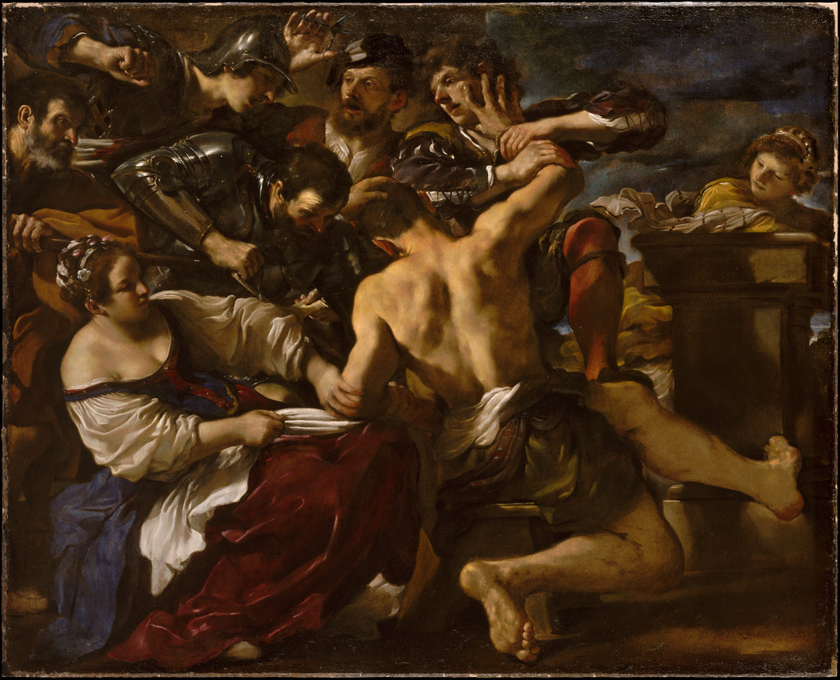 Samson Captured by the Philistines by Guercino (Giovanni Francesco Barbieri) - Art Deco canvas print